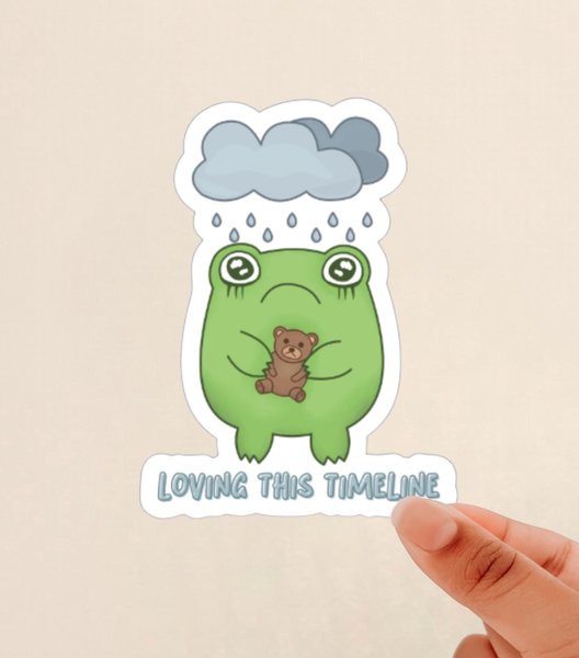 loving this timeline, crying frog, cute frog sticker, sad frog