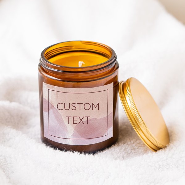 pink custom text candle label, colorful candle label, personalized candle label, custom gift, candle lover gift