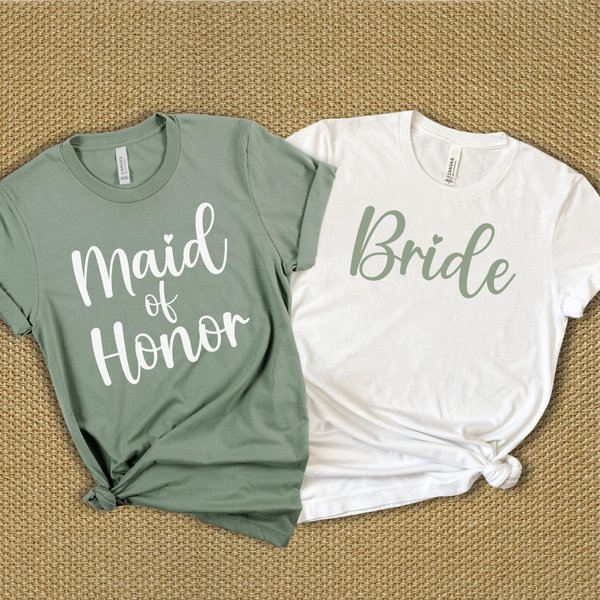 Sage Bride and Maid of Honor Shirts, Bachelorette Shirts, Bridal Party Group Shirts, Gift for Bride, Engagement Gift