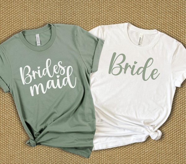 Sage Bride and Bridesmaid Shirts, Bachelorette Shirts, Bridal Party Group Shirts, Gift for Bride, Engagement Gift