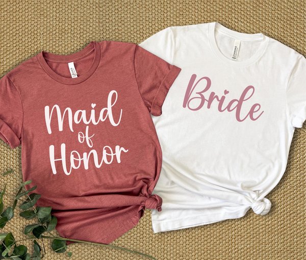 Heather Mauve Bride and Maid of Honor Shirts, Bachelorette Shirts, Bridal Party Group Shirts, Gift for Bride, Engagement Gift