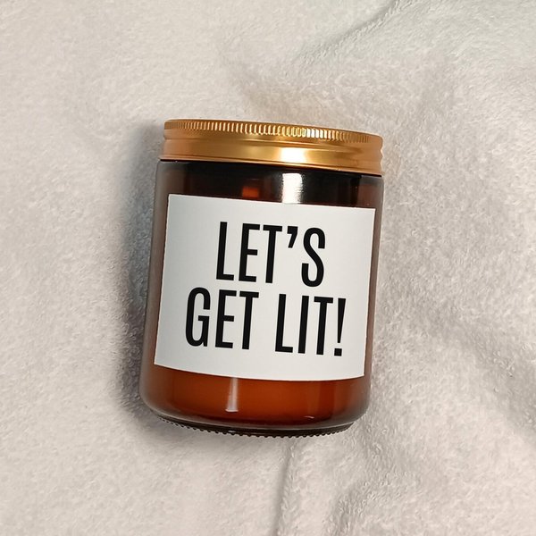 let's get lit, funny candle label, party gift, party favors, gift for bachelorette party